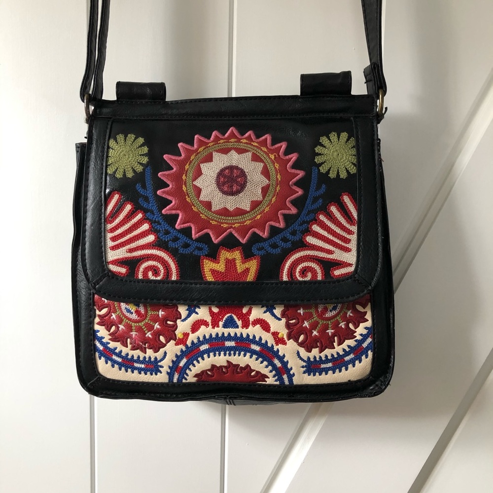 Embroidered crossbody purse